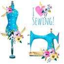 Sky Blue Sewing Wallpaper