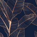 Blue Gold Shade Leafs Design Self Adhesive Sticker For Cabinet
