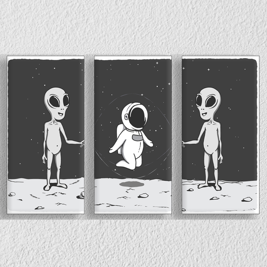 Astronaut Aliens Playing, Set Of 3