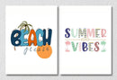 Beach Please And Summer Vibes Wall Art, Set Of 2