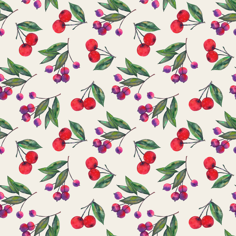 Cherries With Leafs Art Self Adhesive Sticker For Refrigerator