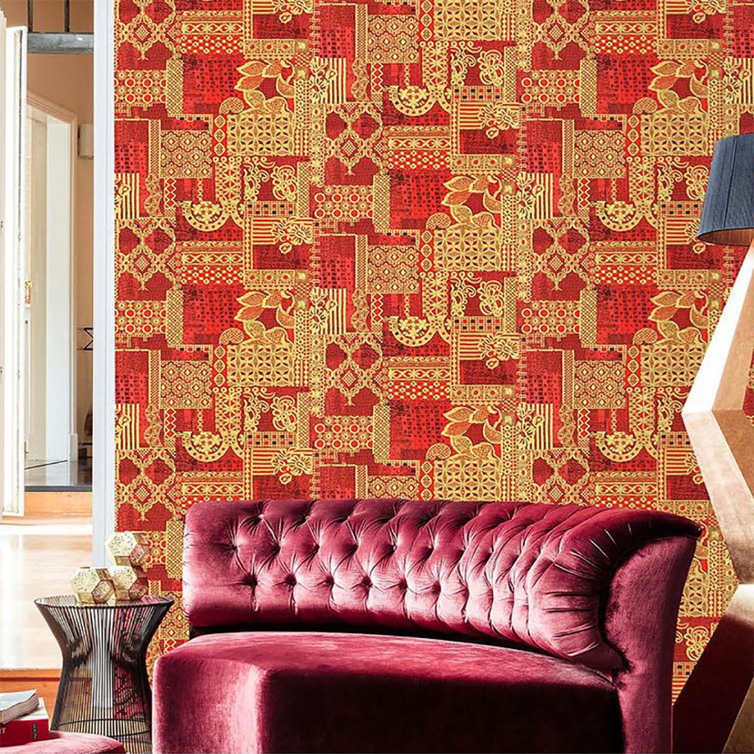 Romania Gold Red Phulkari Wallpaper