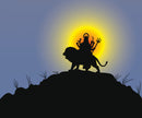 Maa Durga With Sun Self Adhesive Sticker Poster
