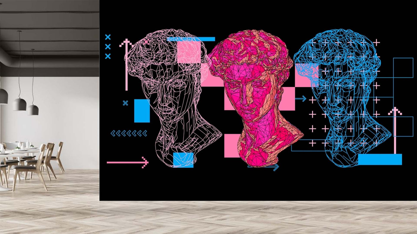Digital Art Blue Pink Sculpture Wallpaper