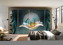 Nature On Moon Painting Self Adhesive Sticker For Wardrobe