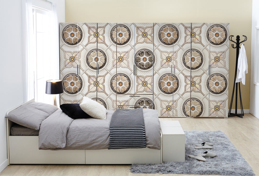 Flower Pattern Self Adhesive Sticker For Wardrobe