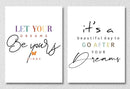 Inspirational Dreams Quotes Wall Art, Set Of 2