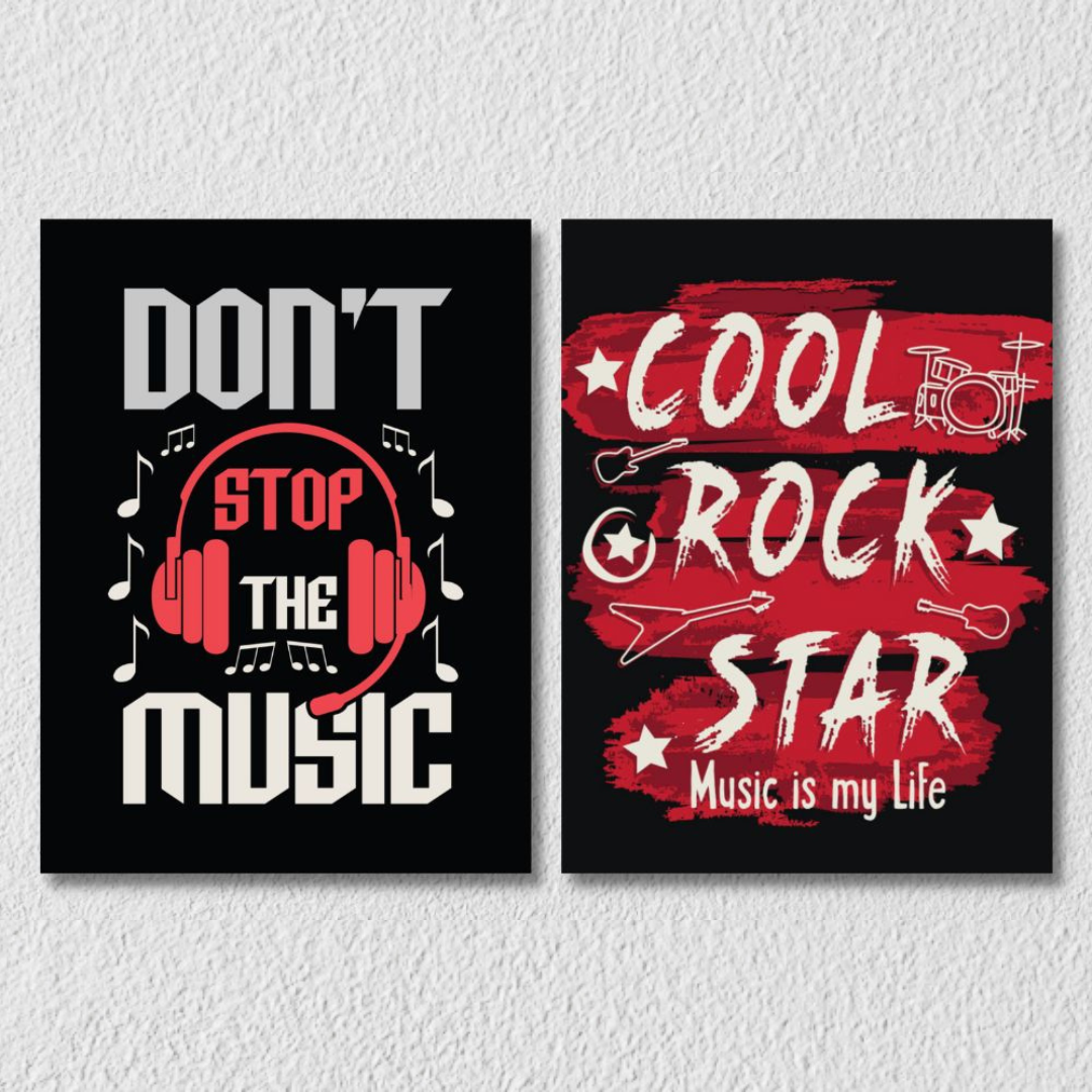 Red And Black Music Quote Wall Art, Set Of 2