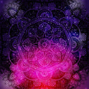 Mandala Art In Pink Purple Shaded Self Adhesive Sticker For Table