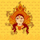 Durga Art In Yellow Self Adhesive Sticker Poster