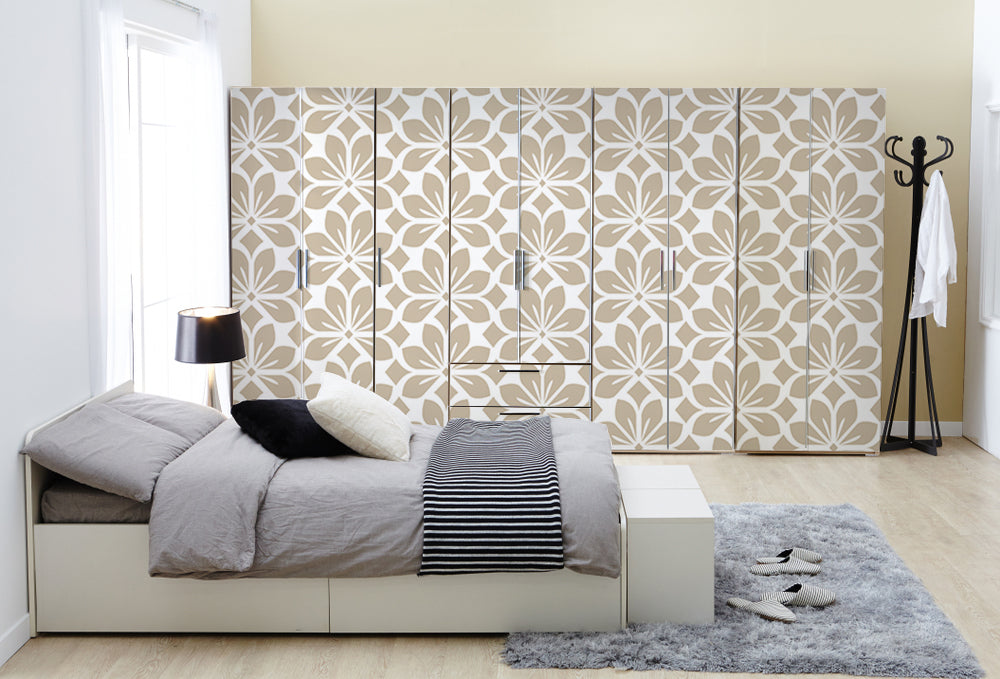 Flower Pattern Art Self Adhesive Sticker For Wardrobe