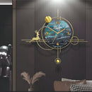 Rustic Blue & Golden Wall Clock