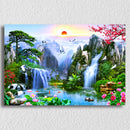 Mountain Waterfall Scenery Canvas