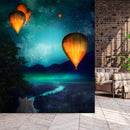 Green Wallpaper And Yellow Air Balloon