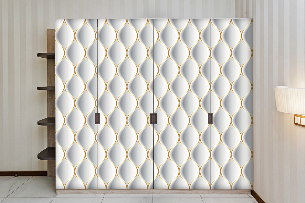 White 3D Pattern Self Adhesive Sticker For Wardrobe