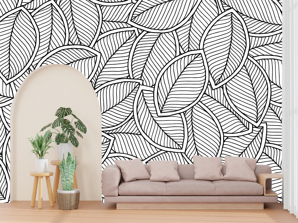 Vector Seamless Background Leaves Customized Wallpaper