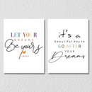 Inspirational Dreams Quotes Wall Art, Set Of 2