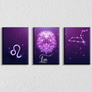 Leo Zodiac Sign Art, Set Of 3