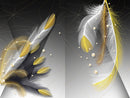 Golden White Feather Painting Self Adhesive Sticker For Wardrobe