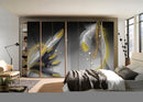 Golden White Feather Painting Self Adhesive Sticker For Wardrobe