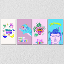 Funky Buddha And Tiger Wall Art, Set Of 4