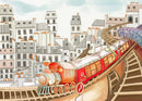 Cute cartoon train theme wallpaper