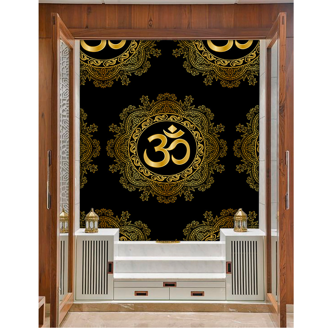 Om In Golden Design Self Adhesive Sticker Poster