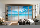 Blue Sky On Beach Self Adhesive Sticker For Wardrobe