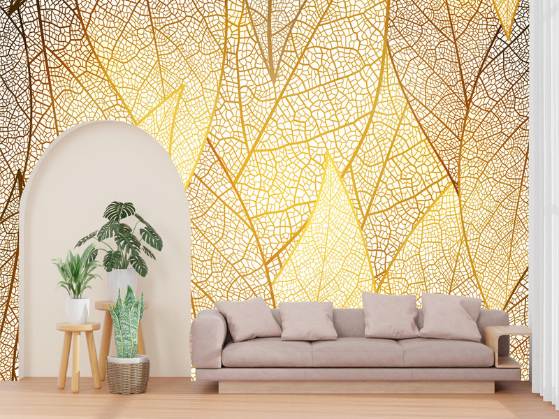 Golden Leaves Customized Wallpaper