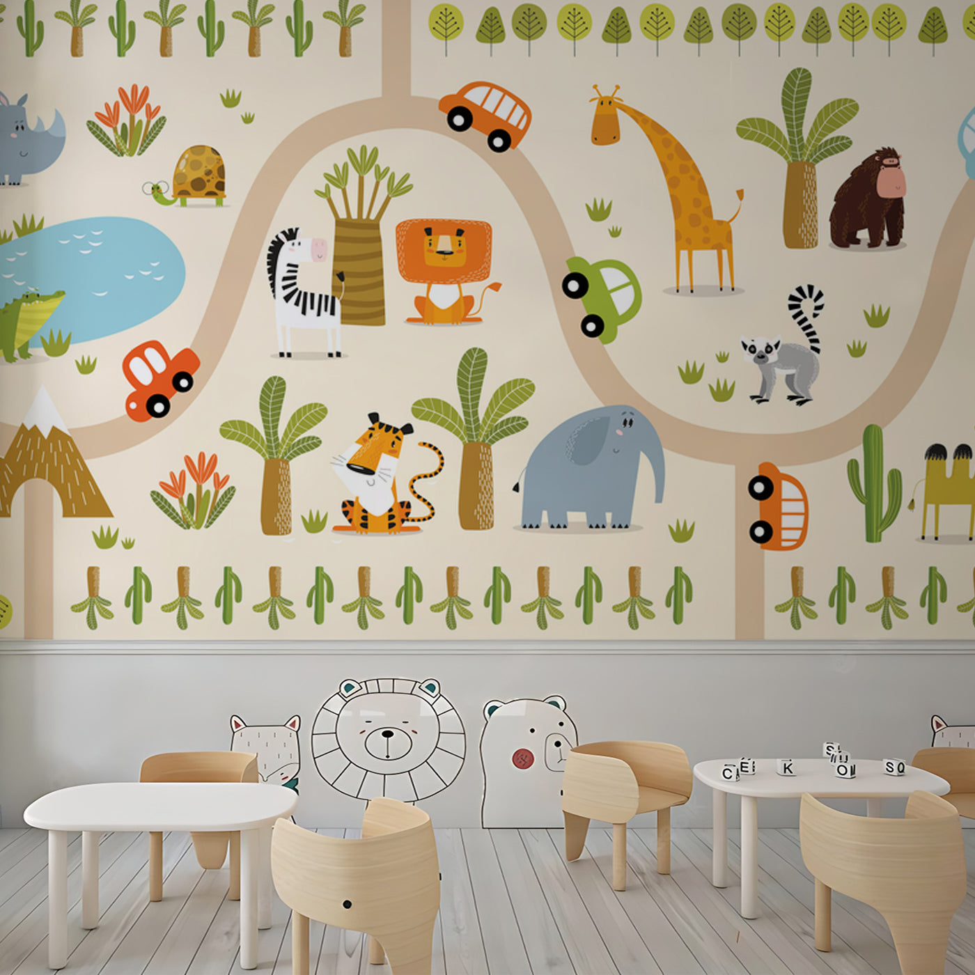 Doodle Train School Wallpaper