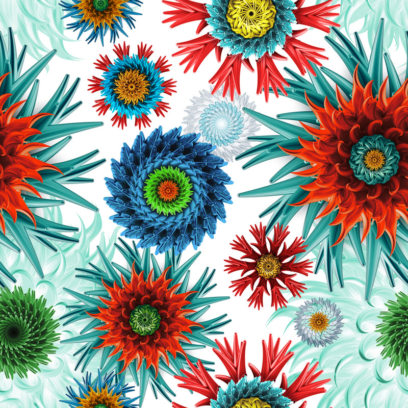 Red And blue Floral Self Adhesive Sticker For Cabinet
