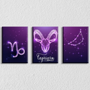 Capricorn Zodiac Sign Art, Set Of 3