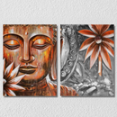 Rust Buddha With Flower, Set Of 2