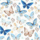 Blue Butterfly White Wallpaper