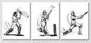 Cricket Batsman Wall Art, Set Of 3
