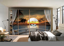 Sunset In Kissing Duck Painting Self Adhesive Sticker For Wardrobe