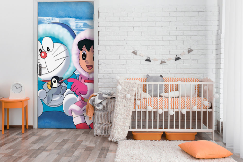 Doremon With Shizuka Self Adhesive Sticker For Door