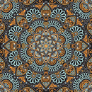 Blue Orange Multi Mandala Art Self Adhesive Sticker For Table