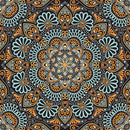 Blue Orange Multi Mandala Art Self Adhesive Sticker For Table