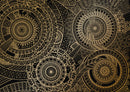 Golden Black Round Mandala Pattern Art Self Adhesive Sticker For Table