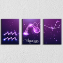 Aquarius Zodiac Sign Art, Set Of 3