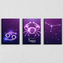 Cancer Zodiac Sign Art, Set Of 3