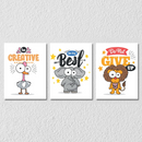 Cute Animals Inspiration Quotes Wall Art, Set Of 3