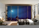 Moon The City Painting Self Adhesive Sticker For Wardrobe