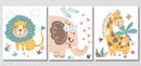Cute Animals Wall Art 2, Set Of 3