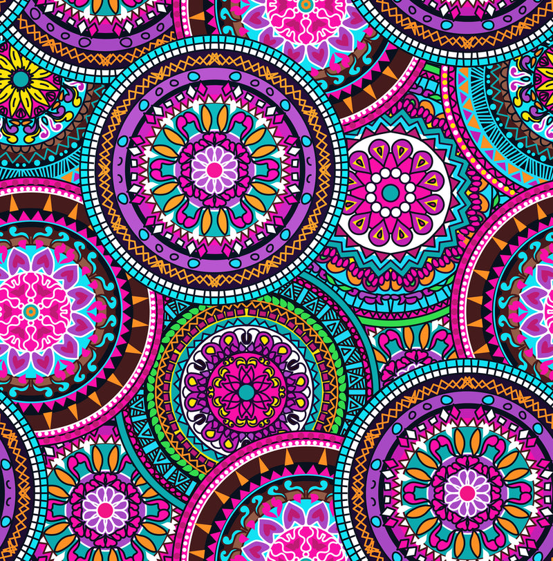 Pink Mandala Art Round Pattern Self Adhesive Sticker For Table