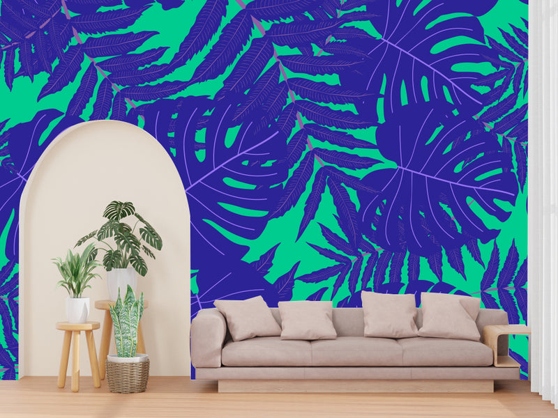 Illustration Tropical Leaves Old Customized Wallpaper