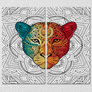 Wild Cat Indian Pattern Art, Set Of 2