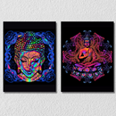 Multicolour Psychedelic Buddha, Set Of 2