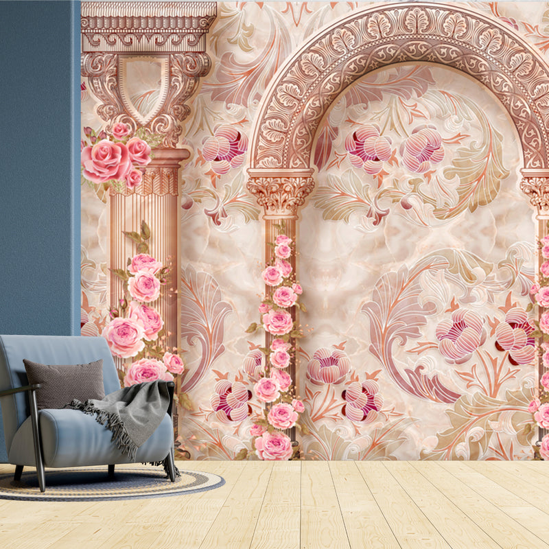pink Chic Wall Flowers Customize Wallpaper